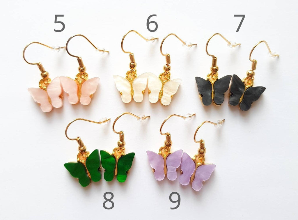 Acrylic Butterfly Earrings, Small Butterfly Earrings, Butterfly Charm Earrings, Acrylic Butterfly Jewellery, Fun Summer Earrings