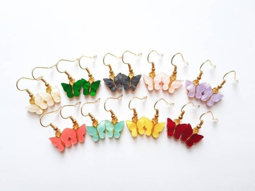 Acrylic Butterfly Earrings, Small Butterfly Earrings, Butterfly Charm Earrings, Acrylic Butterfly Jewellery, Fun Summer Earrings