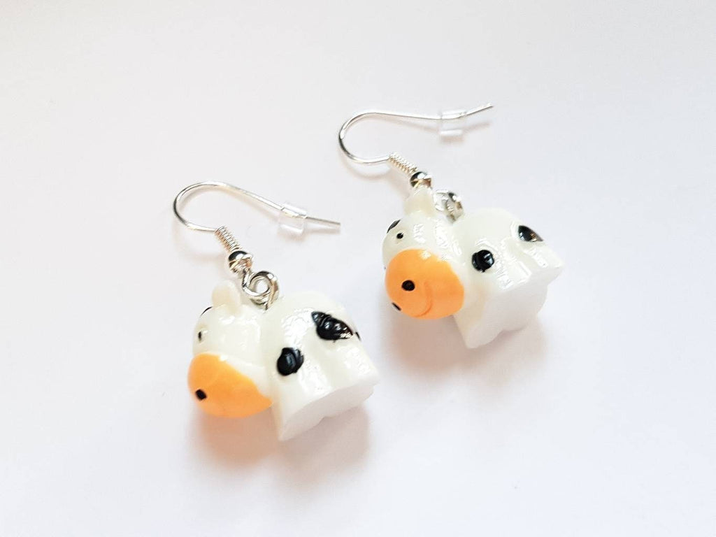 Cow Earrings, Farm Earrings, Cow Jewellery, Moo Earrings, Odd Earrings, Silly Earrings, Weird Earrings, Playful Earrings, Fun Charm Earrings