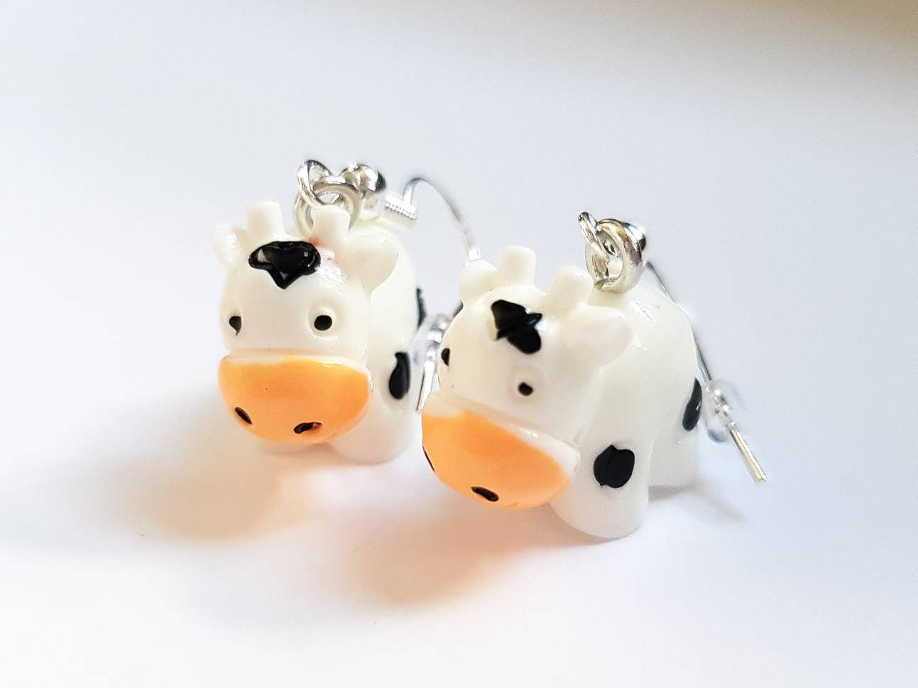 Cow Earrings, Farm Earrings, Cow Jewellery, Moo Earrings, Odd Earrings, Silly Earrings, Weird Earrings, Playful Earrings, Fun Charm Earrings